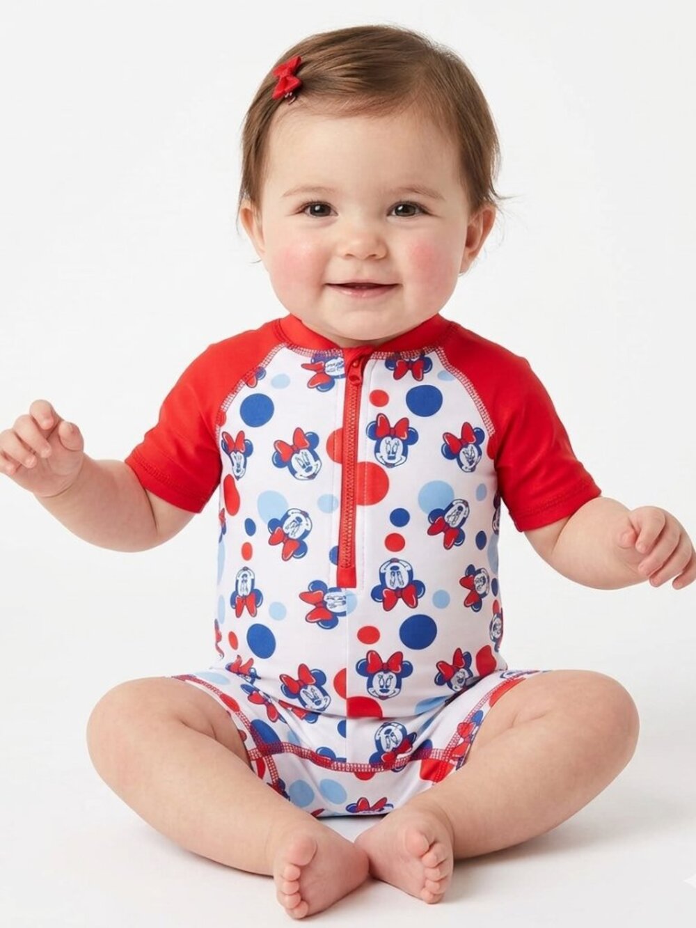 Minnie Mouse Baby Girls One-Piece Rash guard Swimsuit Size 0/3 Months